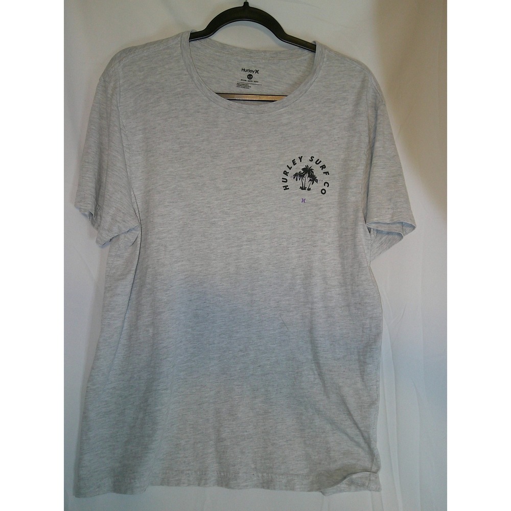Hurley Surf Co T-Shirt Mens Medium‎ Palm Tree Graphic Tee Heather Gray